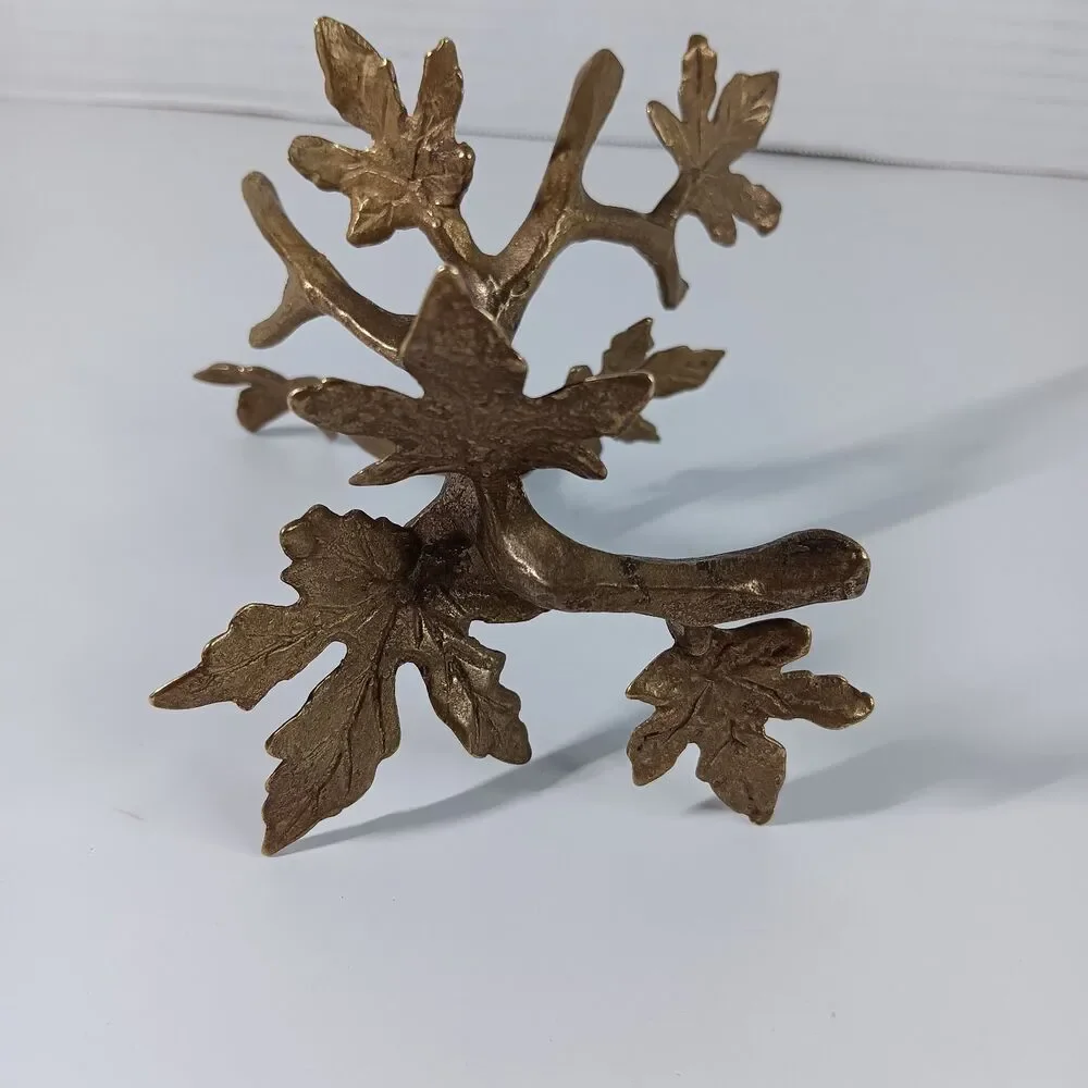 Vtg Brass Tree Branch Leaf Display Stand Jewelry Trinket Ring Holder Decorative